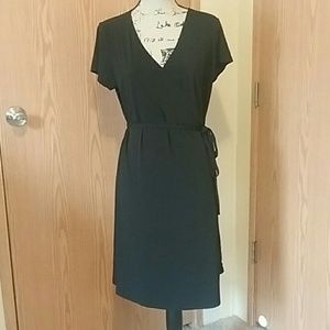 Large, Black, Knee Length, Wrap Around Dress